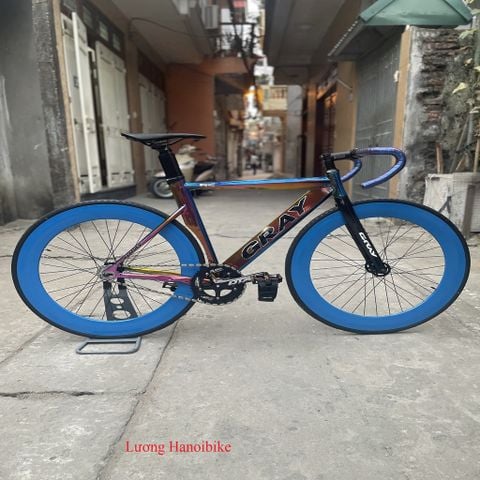 Xe đạp Fixed Gear Gray F15 nhiều màu vành trước sau 7cm xanh