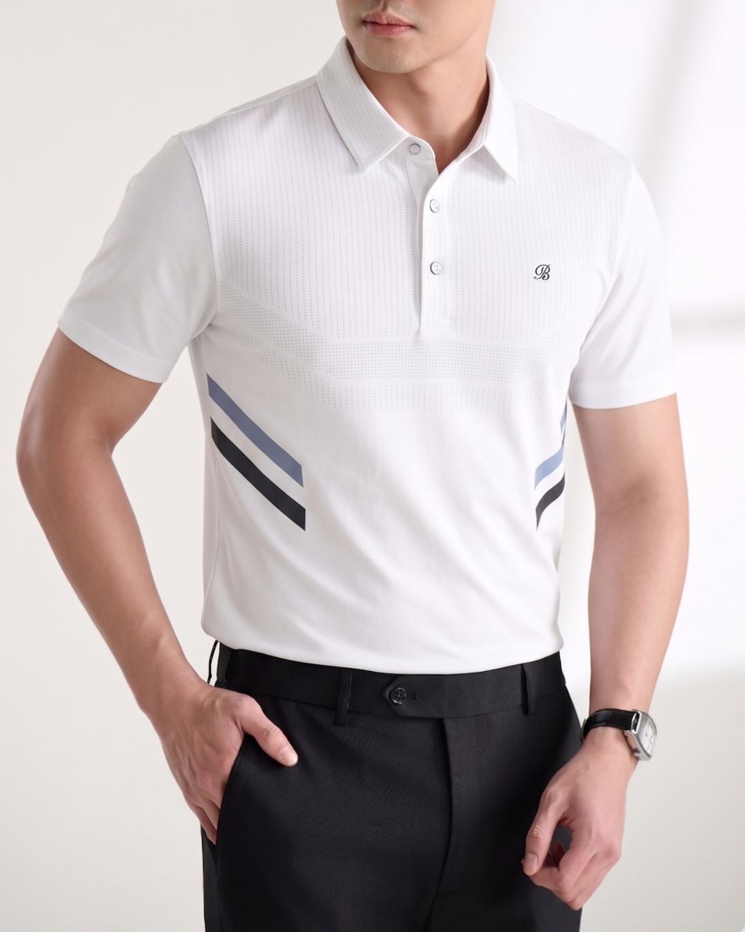 Áo Polo Trắng Thiết Kế Hoạ Tiết 1APCH625TRK 