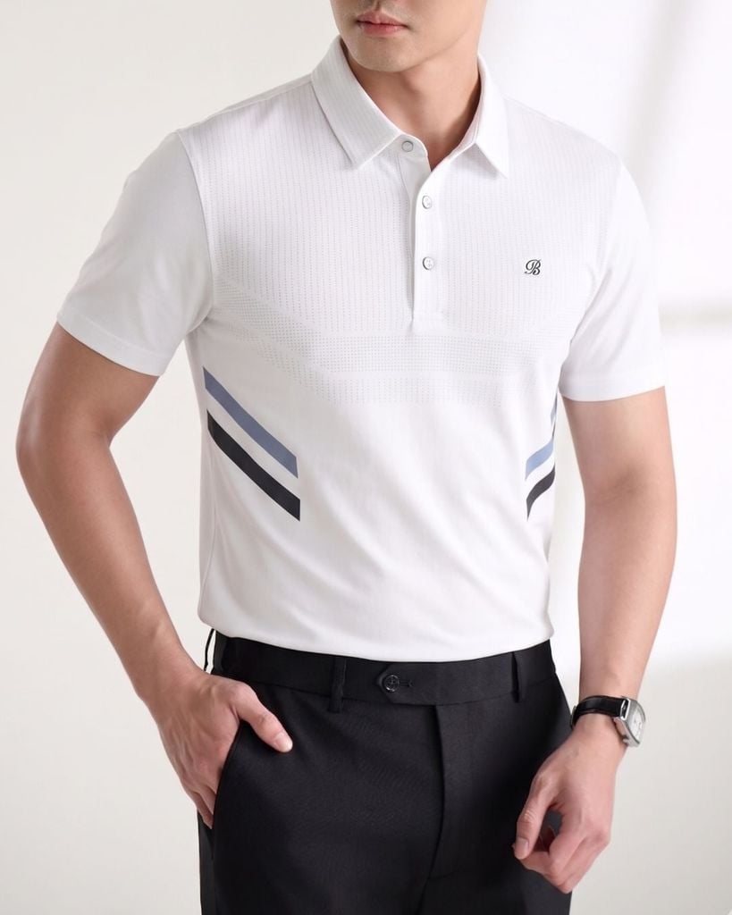  Áo Polo Trắng Thiết Kế Hoạ Tiết 1APCH625TRK 