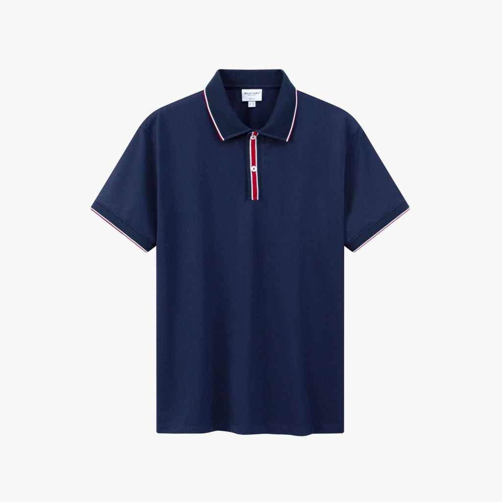  Áo Polo Tím Than Phối Cổ Thiết Kế Hoạ Tiết Biluxury 1APCT600TTT 