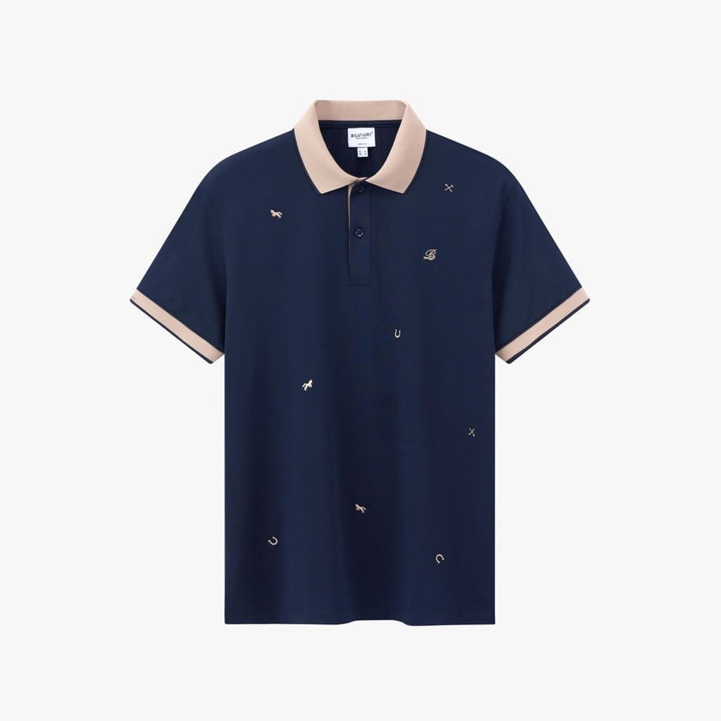 Áo Polo Tím Than Phối Cổ Be Thiết Kế Hoạ Tiết Biluxury 1APCT628TTT 