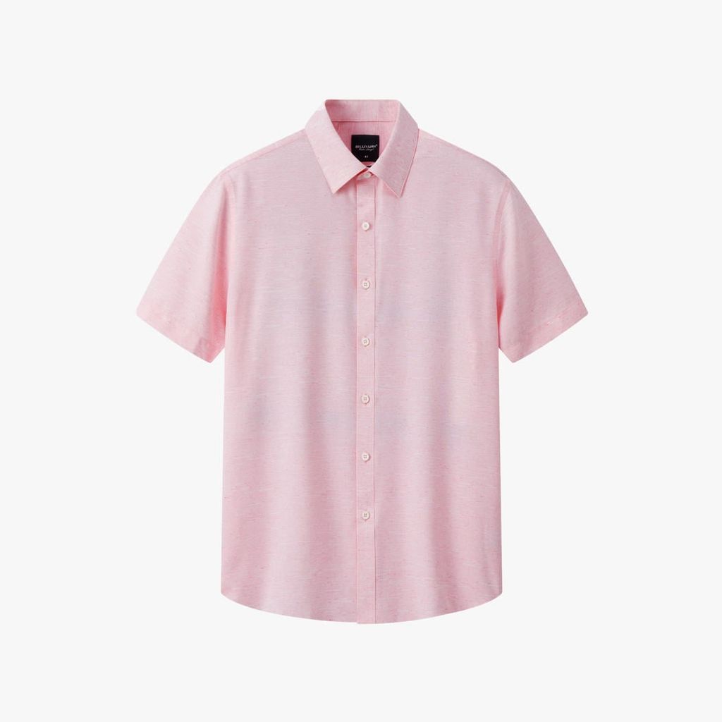  Áo Sơ Mi Cộc Tay Xanh Nhạt/Hồng Thiết Kế Basic 1SMCB662XNH/HOG 