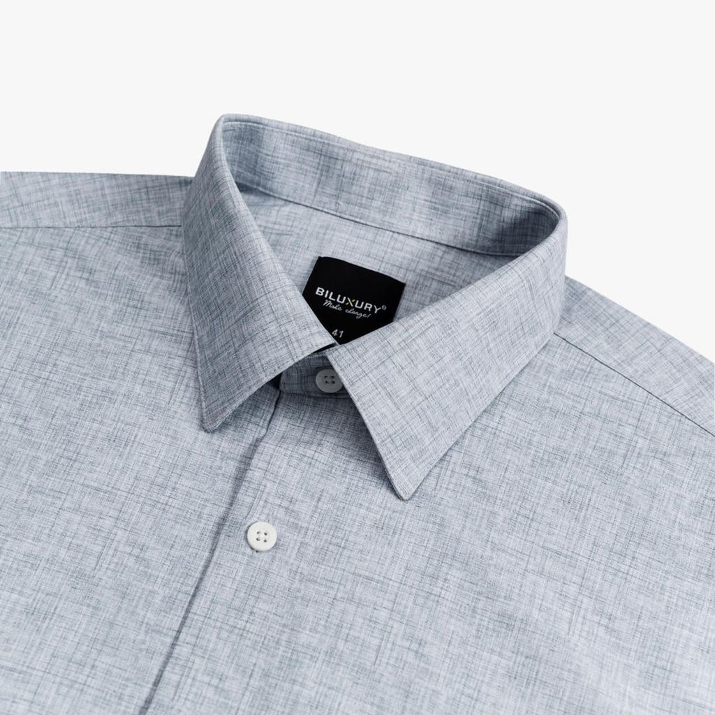  Áo Sơ Mi Dài Tay Ghi Xám Thiết Kế Hoạ Tiết Cao Cấp 1SMDH602GHX 