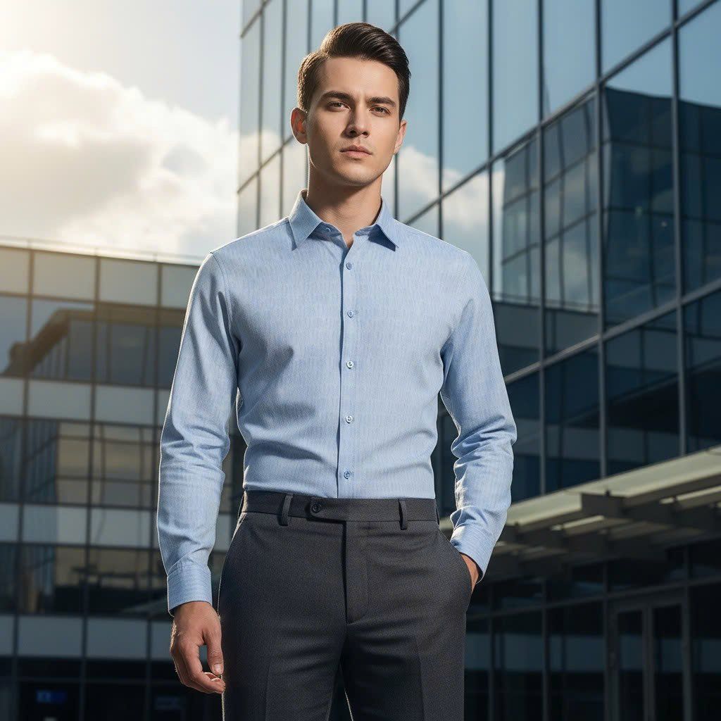  Áo Sơ Mi Dài Tay Phối Hoạ Tiết Cao Cấp, Chống Nhăn Nhàu, Chống Bám Bẩn 8SMDH473XAH 