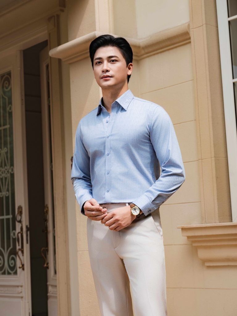  Áo Sơ Mi Dài Tay Phối Hoạ Tiết Cao Cấp, Chống Nhăn Nhàu, Chống Bám Bẩn 8SMDH473XAH 