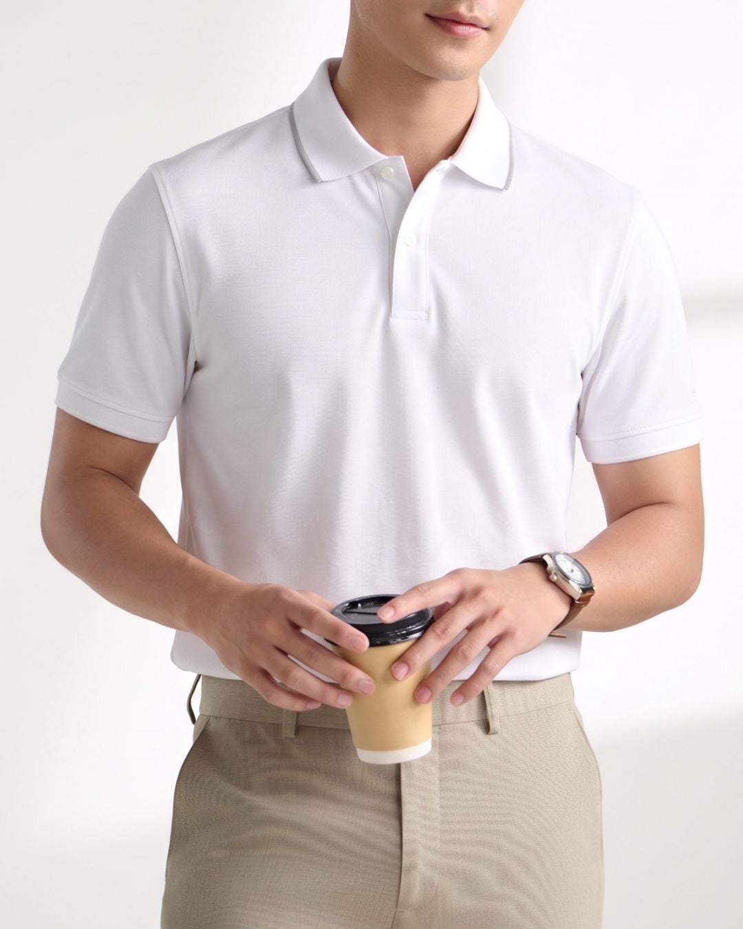  Áo Polo Trắng Thiết Kế Basic, Thoáng Mát, Bền Màu 9APCT054TRK 