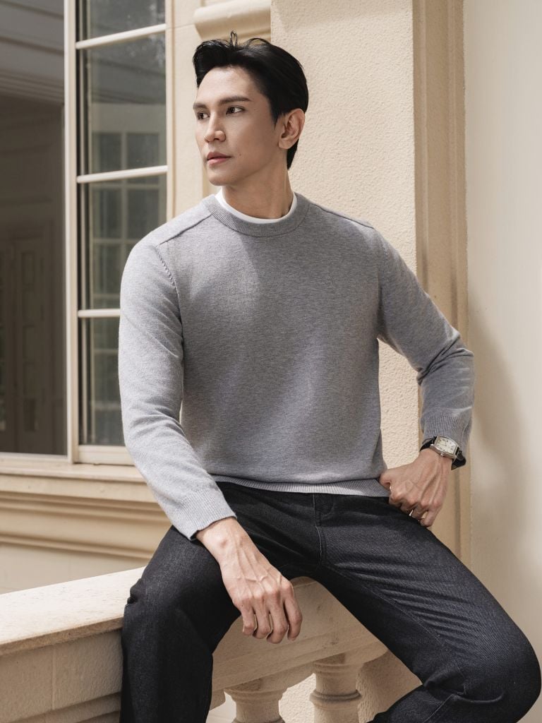  Áo Len Lông Thỏ Ghi Sáng Cổ Tròn, Thiết Kế Basic Giữ Ấm Tốt 9ALRT500GHS 