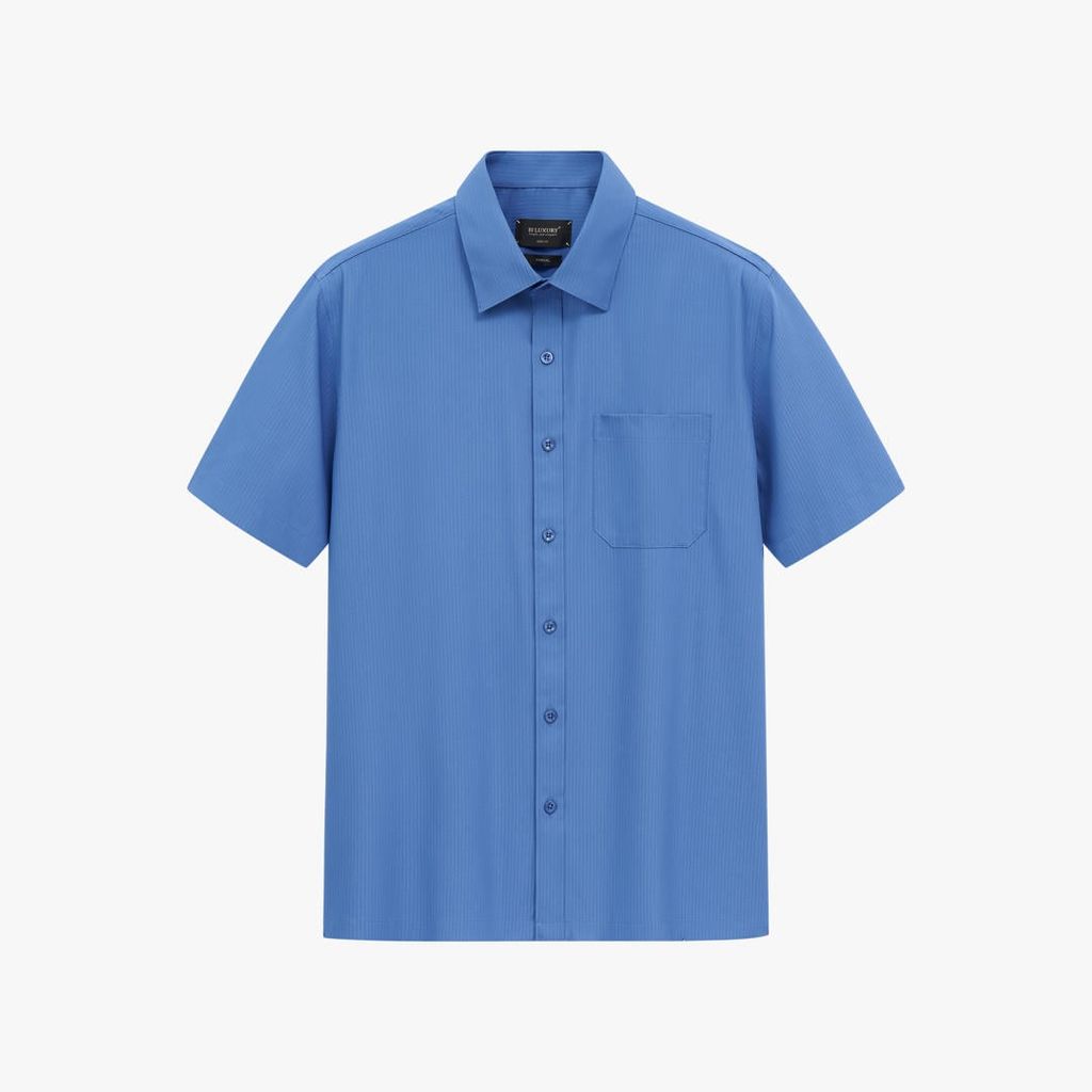  Áo Sơ Mi Cộc Tay Xanh Thiết Kế Túi Ngực Biluxury 9SMCB558XAH 