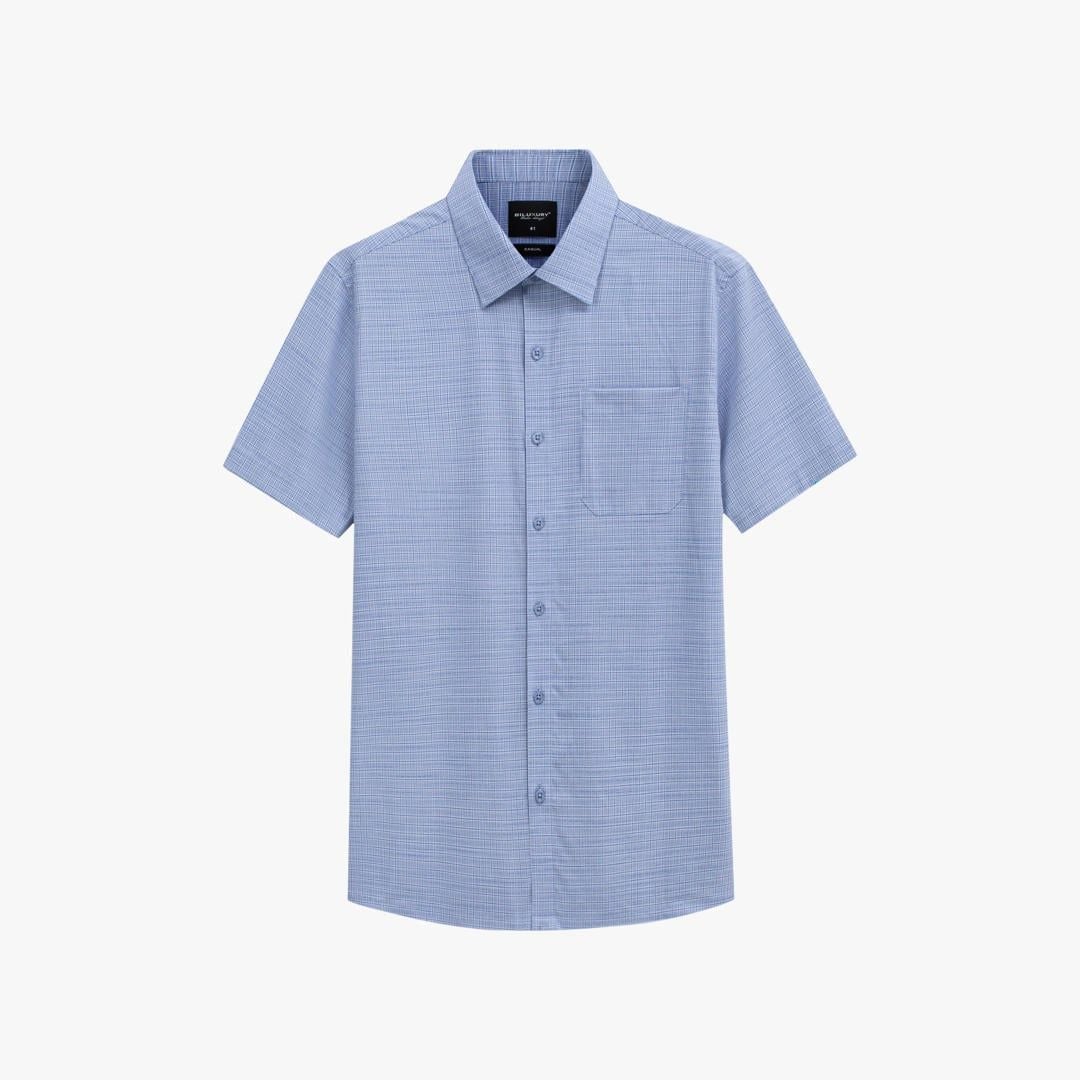  Áo Sơ Mi Cộc Tay Xanh Caro Thiết Kế Có Túi Cao Cấp 9SMCC538XAH 