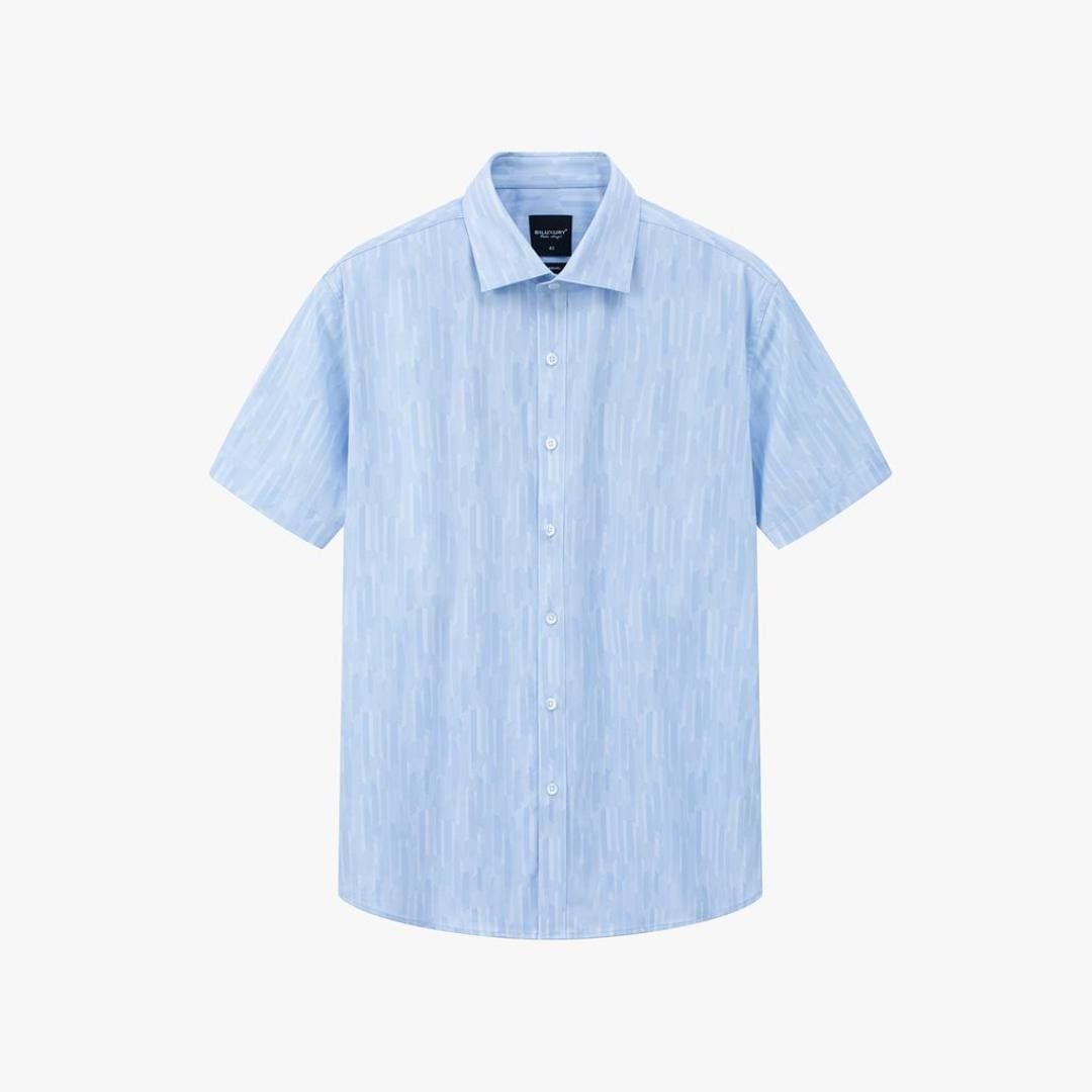  Áo Sơ Mi Xanh Nhạt Cộc Tay Thiết Kế Hoạ Tiết Cao Cấp 9SMCH514XAH 