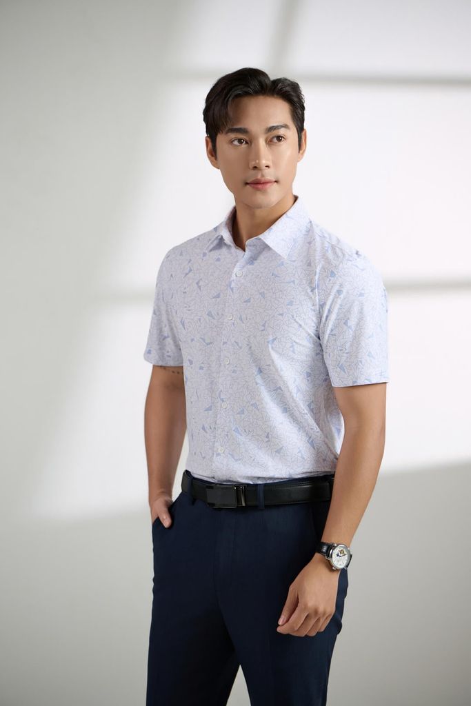  Áo Sơ Mi Cộc Tay Thiết Kế Hoạ Tiết 9SMCH525TRK 