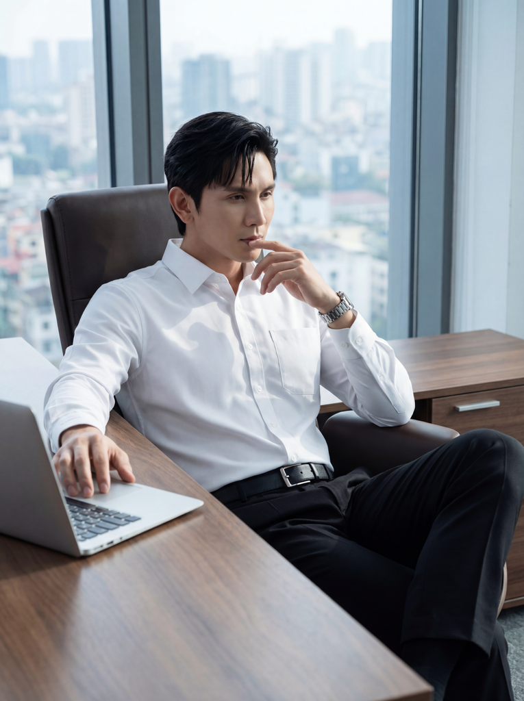  Áo Sơ Mi Dài Tay Trắng Thành Phần Sợi Tre Bamboo Cao Cấp 9SMDB500TRK 