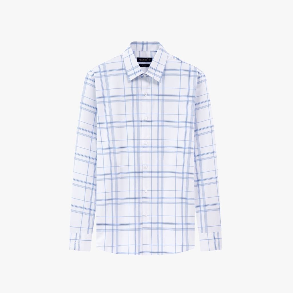  Áo Sơ Mi Trắng Dài Tay Thiết Kế Hoạ Tiết Caro 9SMDC575TRK 