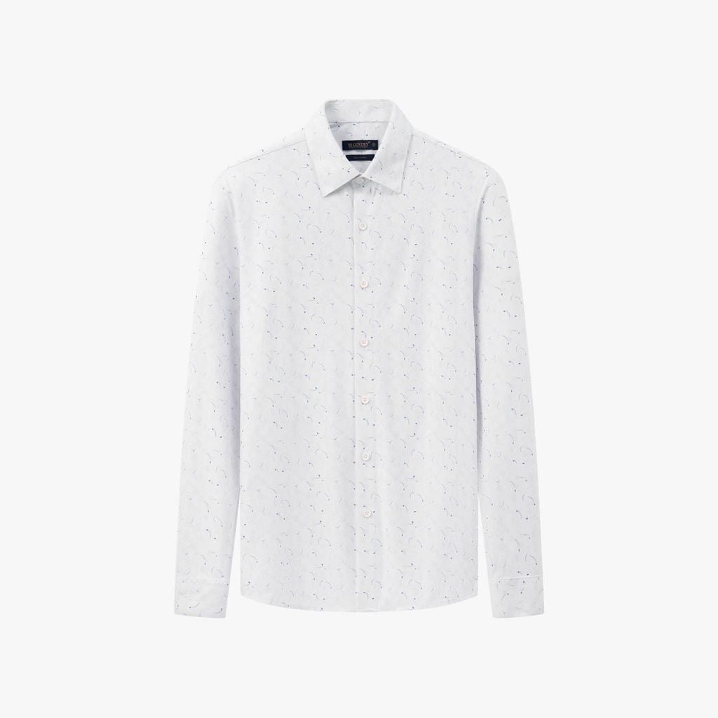  Áo Sơ Mi Dài Tay Trắng Thiết Kế Hoạ Tiết Cao Cấp 9SMDH513TRK 