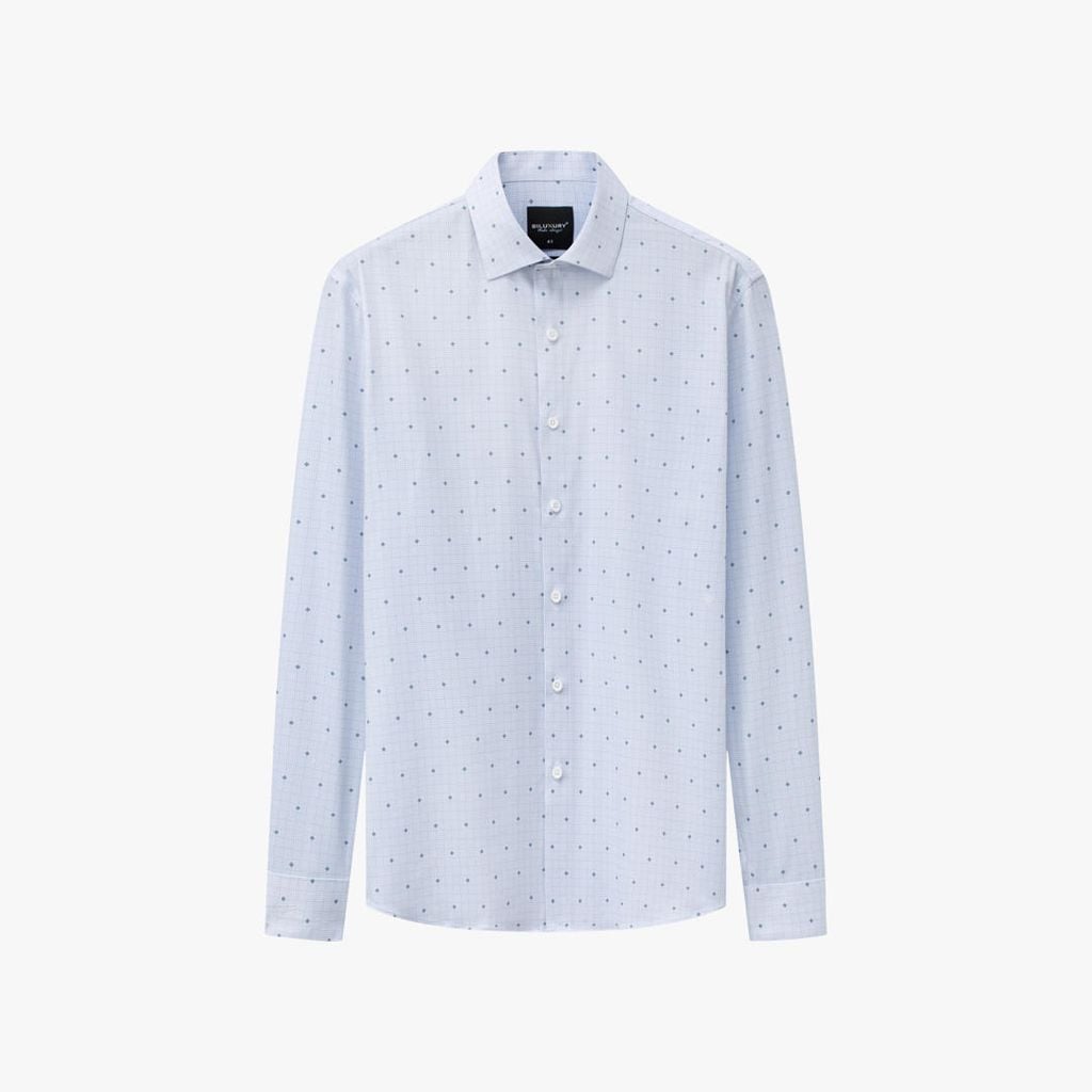  Áo Sơ Mi Dài Tay Xanh Nhạt Thiết Kế Hoạ Tiết Cao Cấp 9SMDH556XNH 