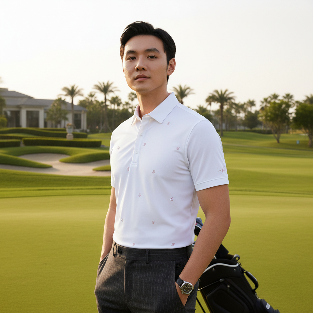  Áo Polo Trắng Thiết Kế Hoạ Tiết Biluxury Cao Cấp 1APCH673TRK 