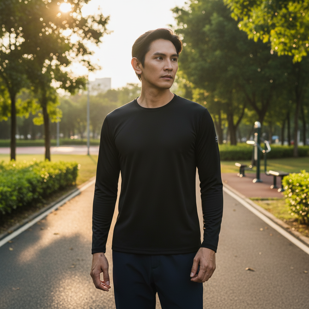  Áo Thun Giữ Nhiệt Đen Thiết Kế Basic Bền Màu, Co Dãn 7ATOT301 