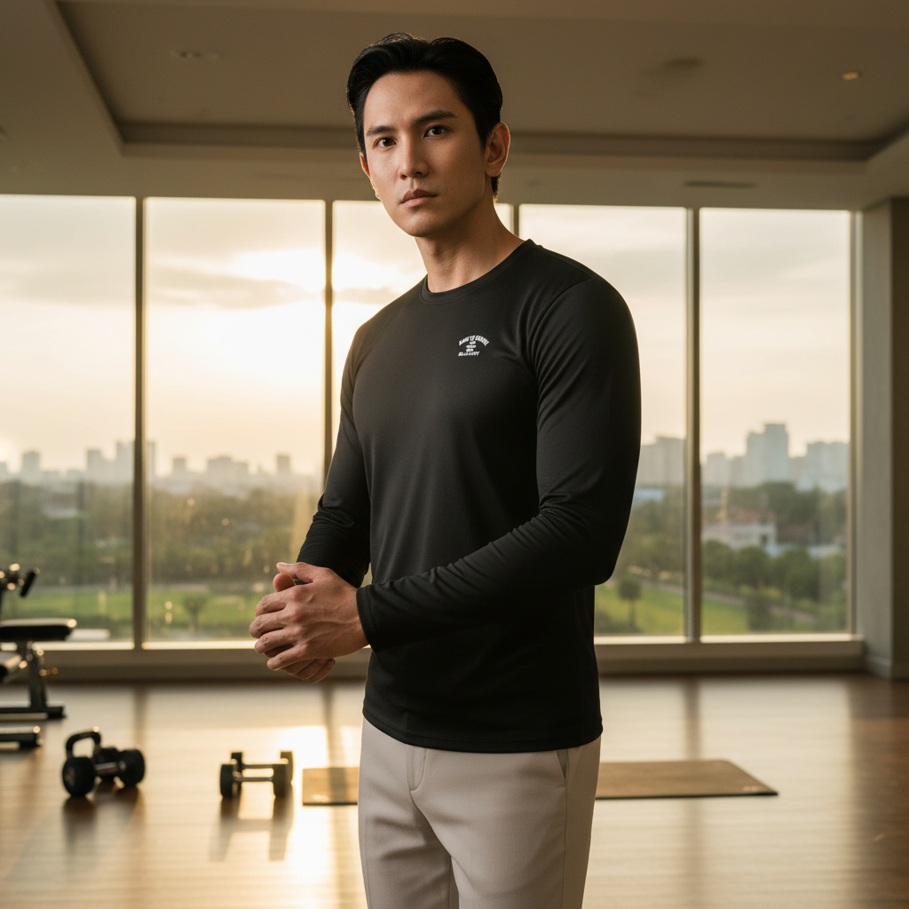  Áo Thun Giữ Nhiệt Đen Thiết Kế Basic Bền Màu, Co Dãn 8ATOB401DEN 