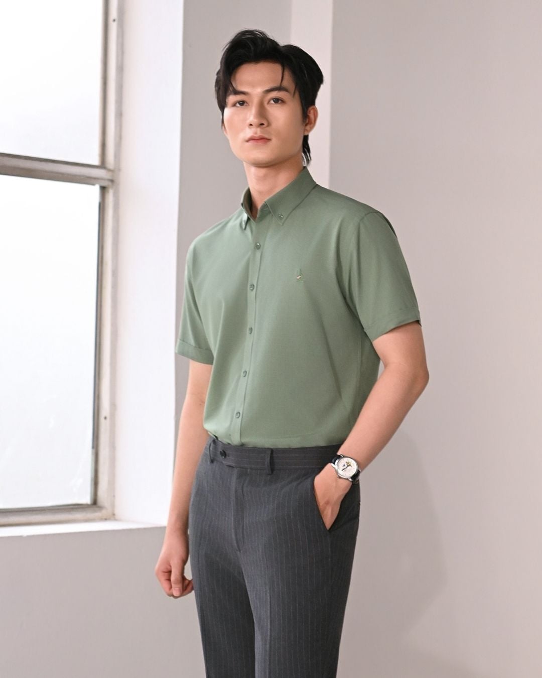  Áo Sơ Mi Cộc Tay Thiết Kế Basic 1SMCB609 