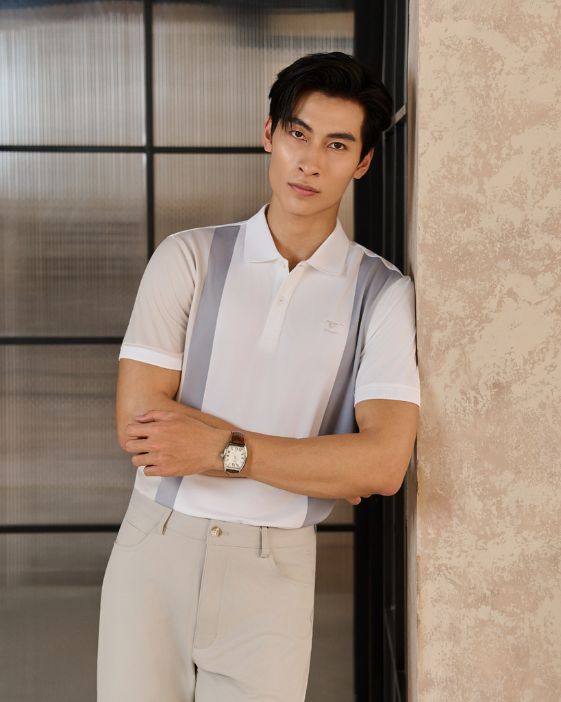  Áo Polo Trắng Thiết Kế Đường Kẻ Sọc Cao Cấp 1APCT671TRK 