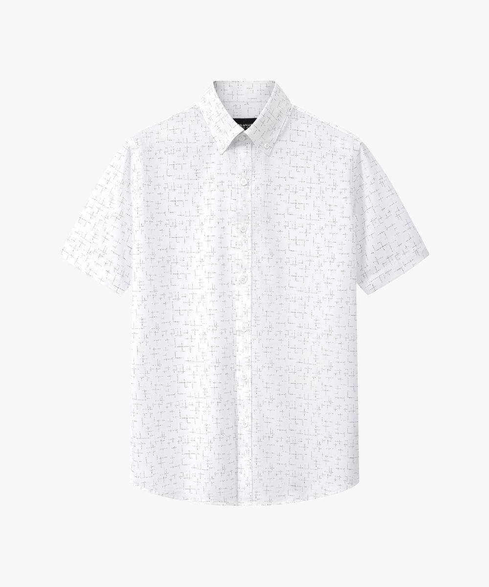  Áo Sơ Mi Cộc Tay Trắng, Hoạ Tiết, Kháng Khuẩn, Bền Màu 9SMCH509TRK 