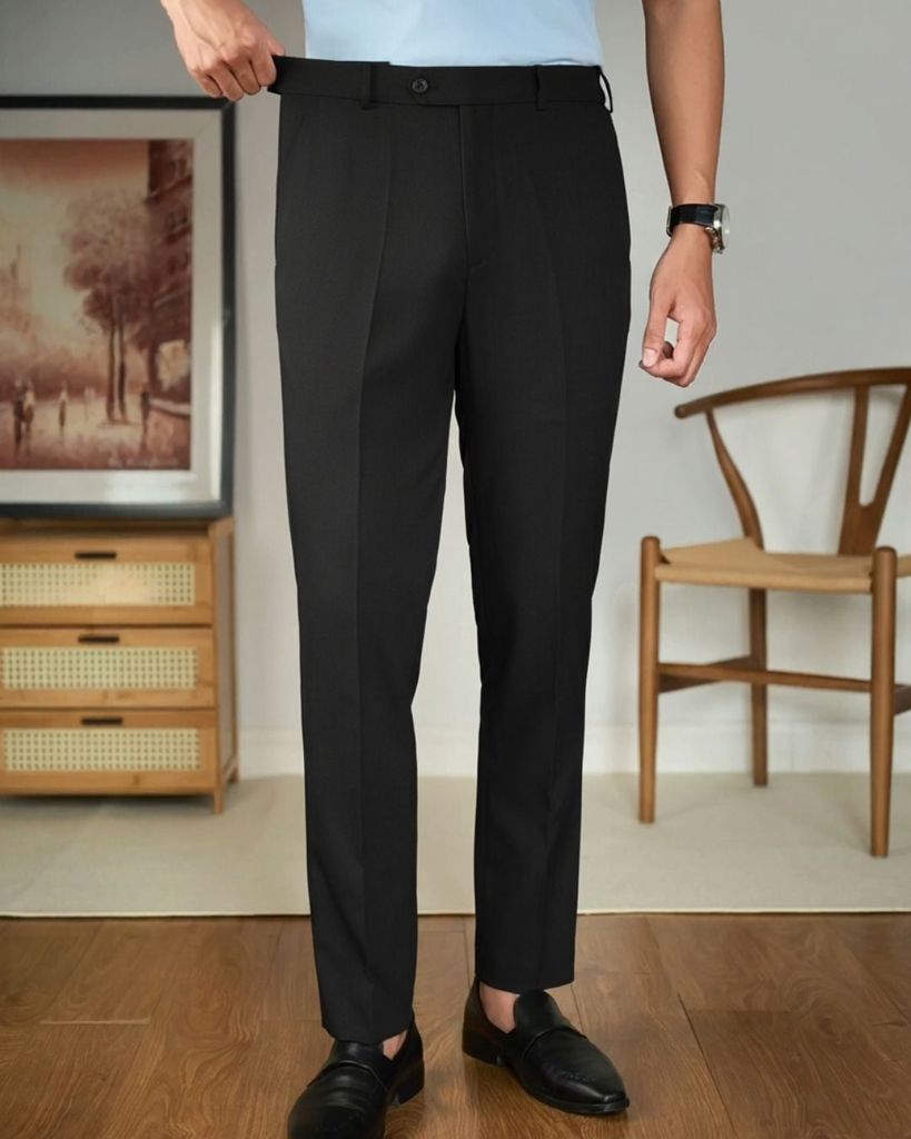  Quần Âu Đen Thiết Kế Cạp Chun Ẩn Cao Cấp 9QAUB535DEN 