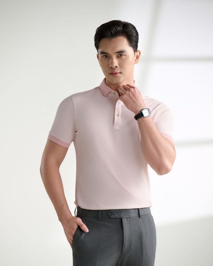  Áo Polo Hồng Thiết Kế Hoạ Tiết Cao Cấp 9APCH562HOG 