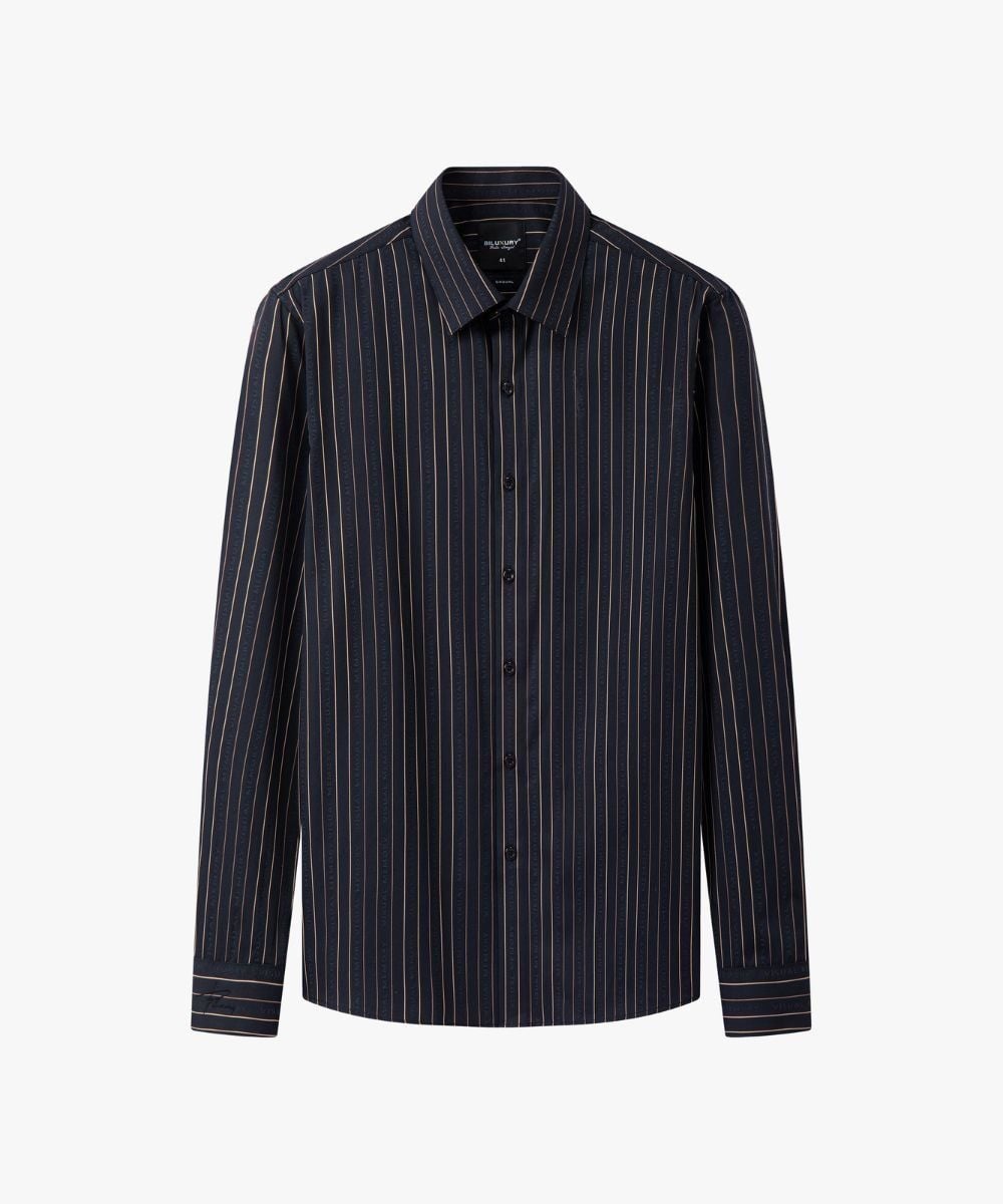  Áo Sơ Mi Đen Kẻ Sọc Cao Cấp, Chống Nhăn, Bền Màu 9SMDS521DEN 