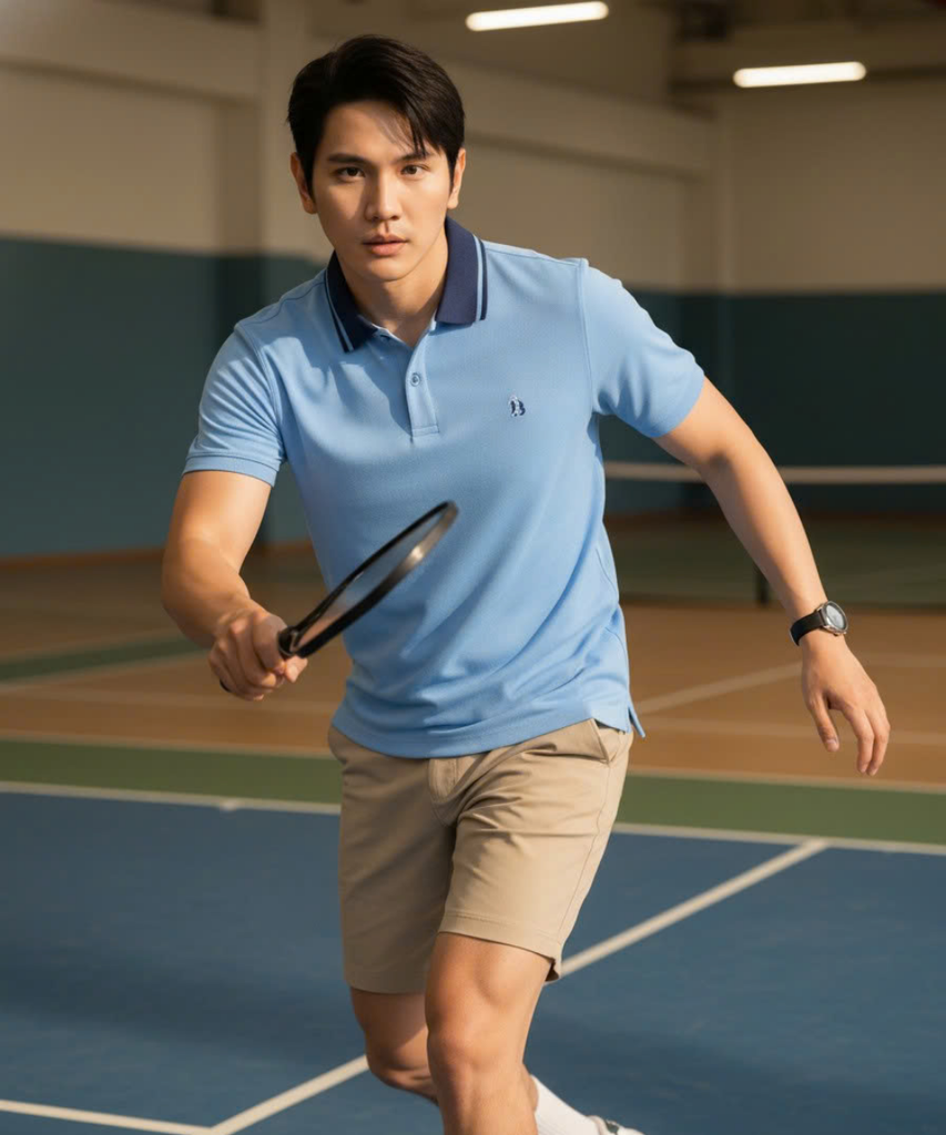  Áo Polo GOLF Xanh Phối Logo Thêu Cao Cấp, Thoáng Mát, Chống Bám Bẩn 9APCB913XAH 