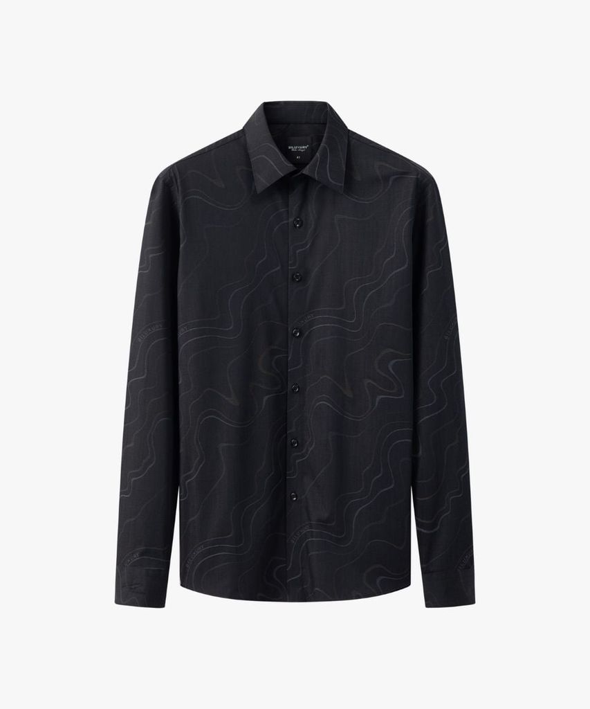  Áo Sơ Mi Dài Tay Phối Hoạ Tiết Cao Cấp, Chống Nhăn Nhàu, Chống Bám Bẩn 8SMDH453DEN 