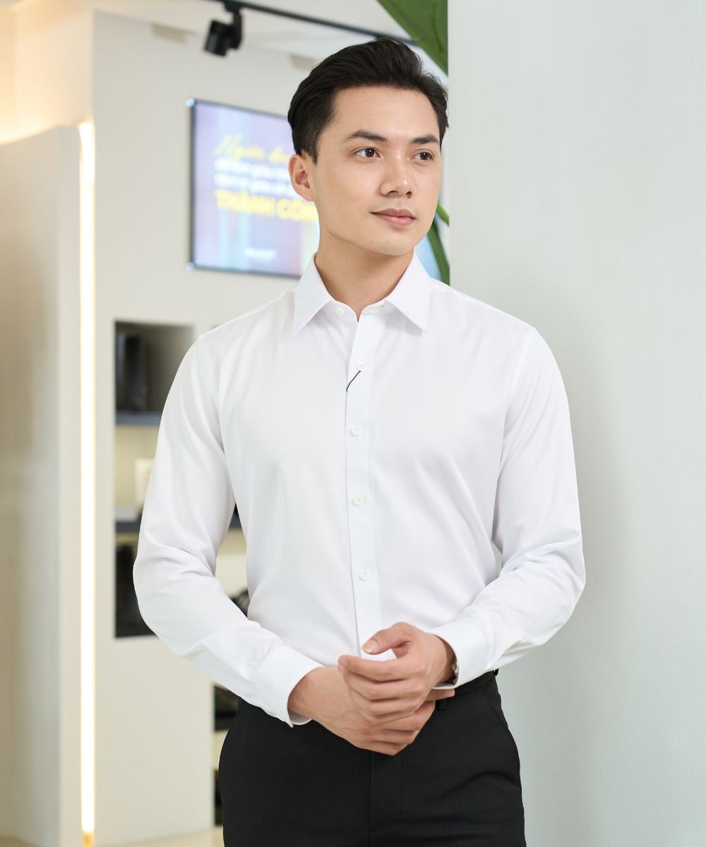  Áo Sơ Mi Trắng Dài Tay Basic, Thoáng Mát, Giữ Phom Tốt 9SMDB547TRK 