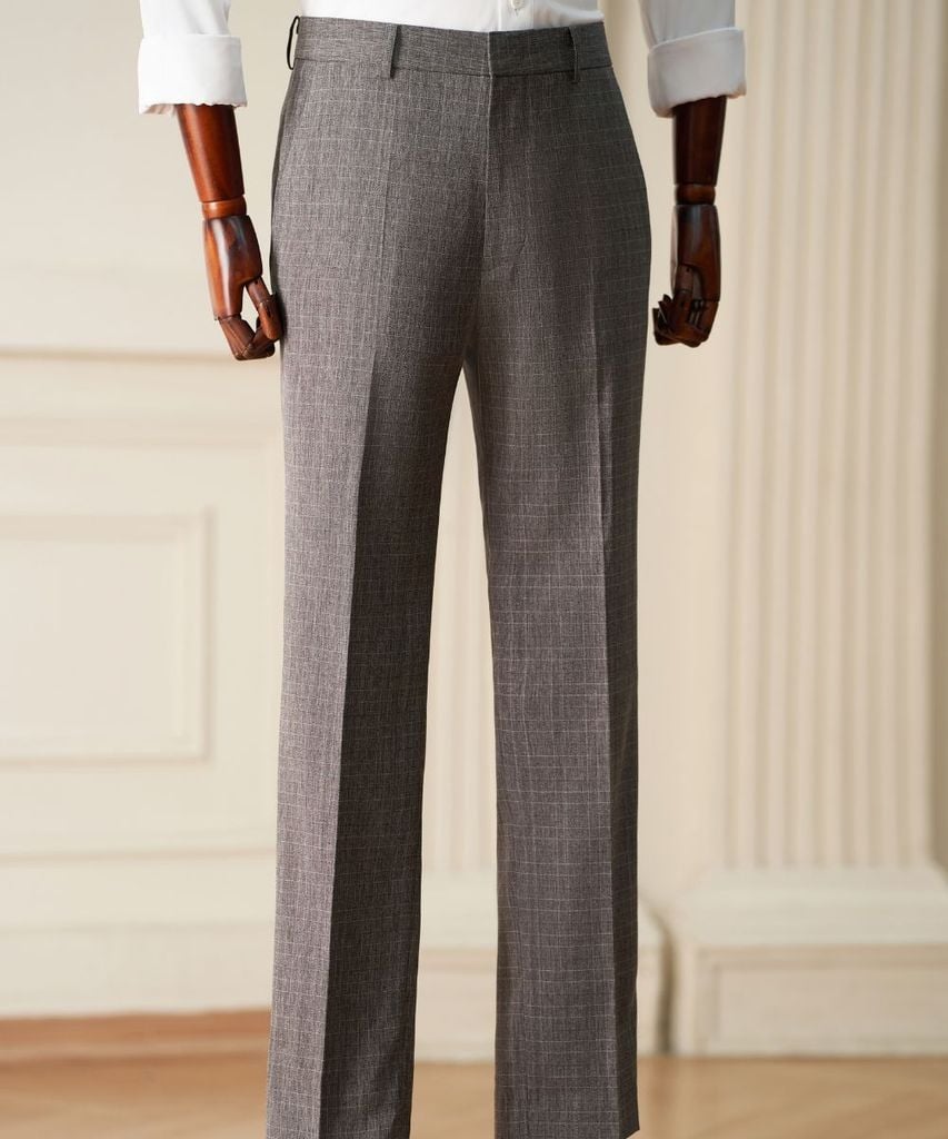  Quần Âu Ghi Xám Kẻ Caro Chống Nhăn, Co Giãn, Chống Bám Bẩn 8QAUC400GHS 