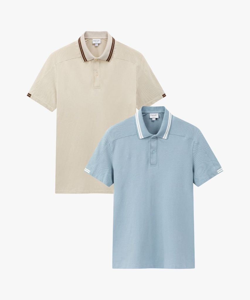  Áo Polo Cotton Xanh/Be, Cao Cấp, Chống Nhăn, Bền Màu 9APCT509XAH/BEI 