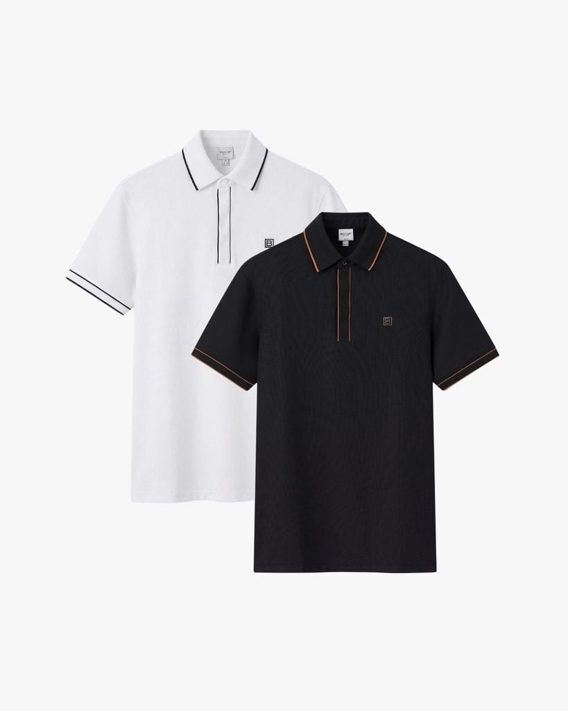  Áo Polo Đen/Trắng Cao Cấp, Thoáng Mát, Chống Nhăn, Chống Bám Bẩn 9APCT029 