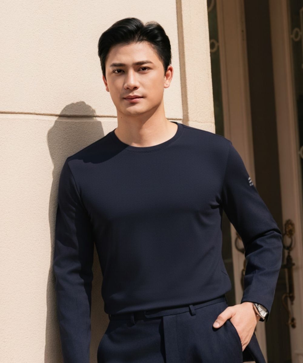  Áo Thun Giữ Nhiệt Tím Than Thiết Kế Basic Bền Màu, Co Dãn 7ATOT301TTT 