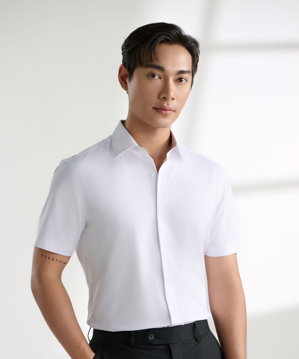  Áo Sơ Mi Cộc Tay Trắng Cao Cấp, Chống Nhăn, Bền Màu 9SMCB519TRK 