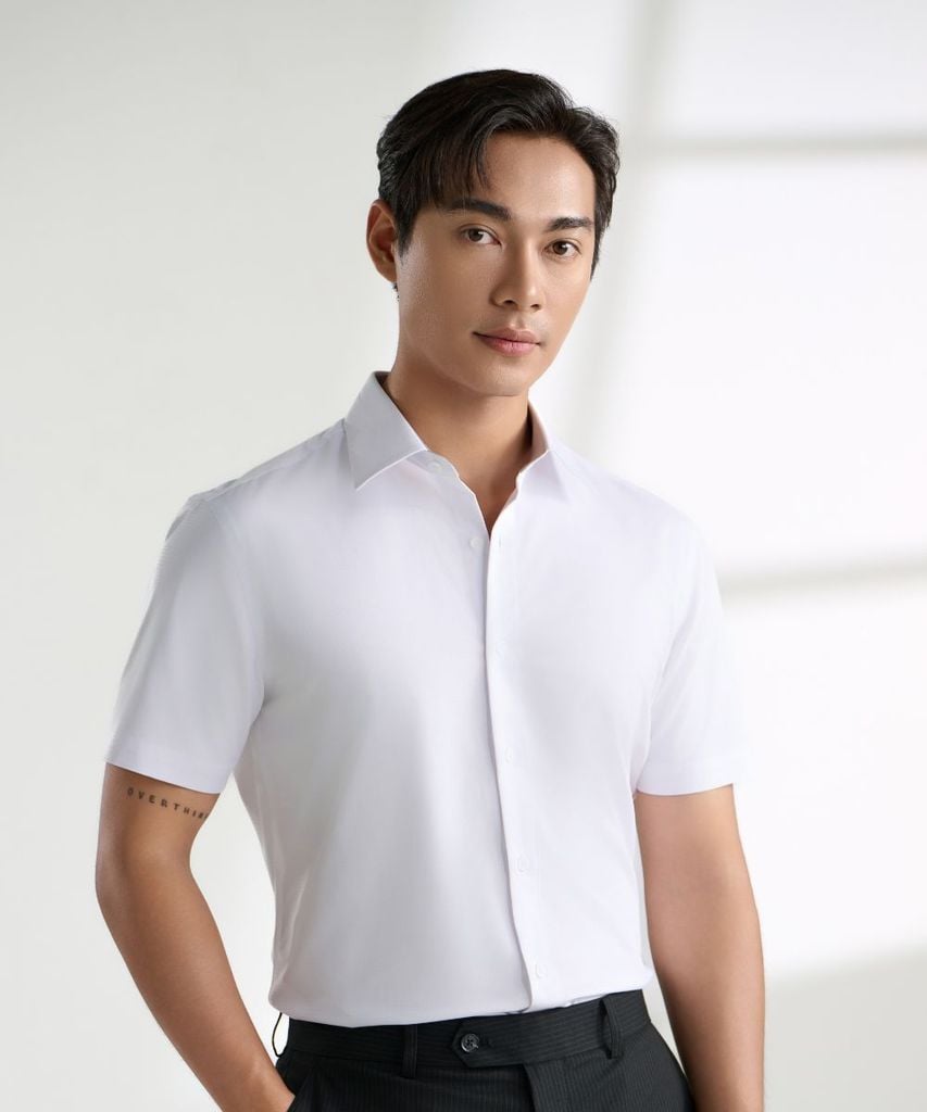  Áo Sơ Mi Cộc Tay Trắng Cao Cấp, Chống Nhăn, Bền Màu 9SMCB519TRK 