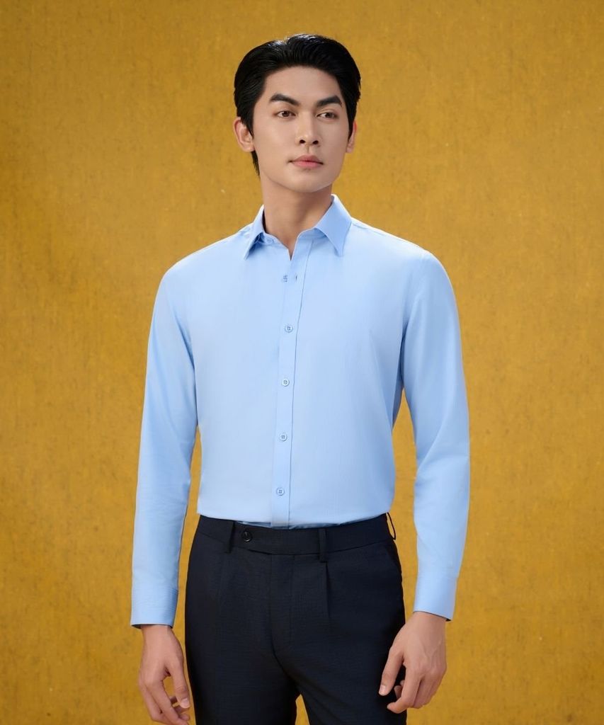  Áo Sơ Mi Dài Tay Xanh Cao Cấp, Chống Nhăn Nhàu, Chống Bám Bẩn 9SMDB550XAH 