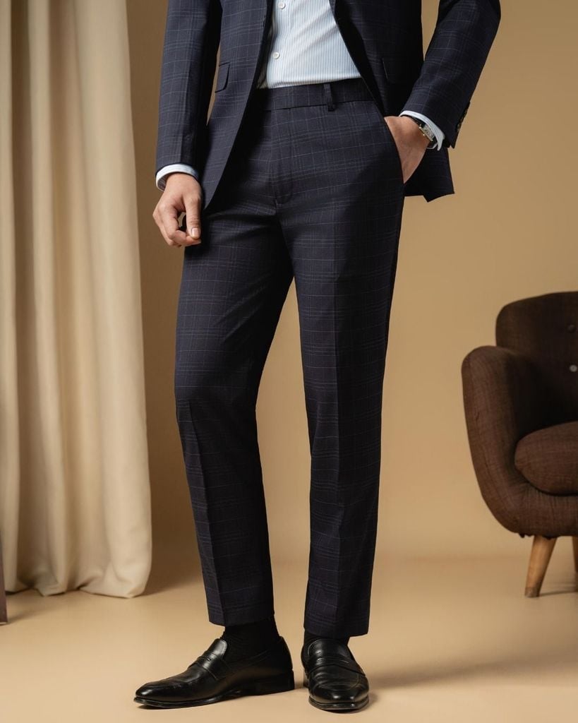  Quần Âu, Quần Vest Tím Than/Ghi Sáng Phối Caro Cao Cấp 7QAVC305TTT/306GHS 