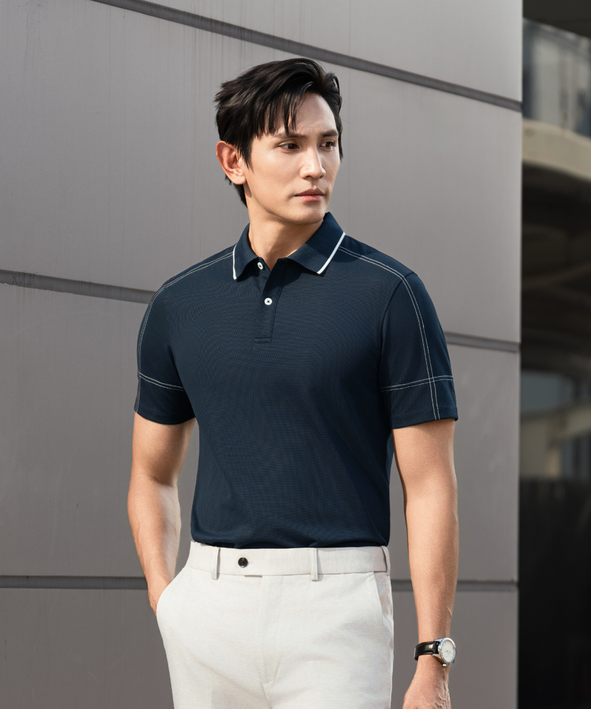  Áo Polo Xanh Cao Cấp, Chống Nhăn, Bền Màu 9APCT525XCV 