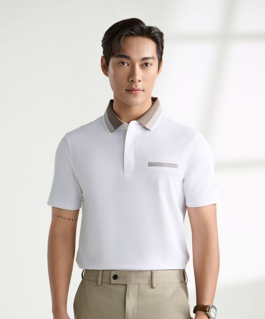  Áo Polo Trắng Cao Cấp, Chống Nhăn, Bền Màu 9APCT513TRK 