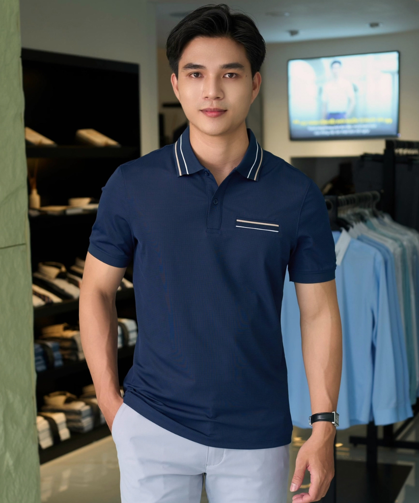  Áo Polo Xanh Tím, Cao Cấp, Chống Nhăn, Bền Màu 9APCT549TTT 