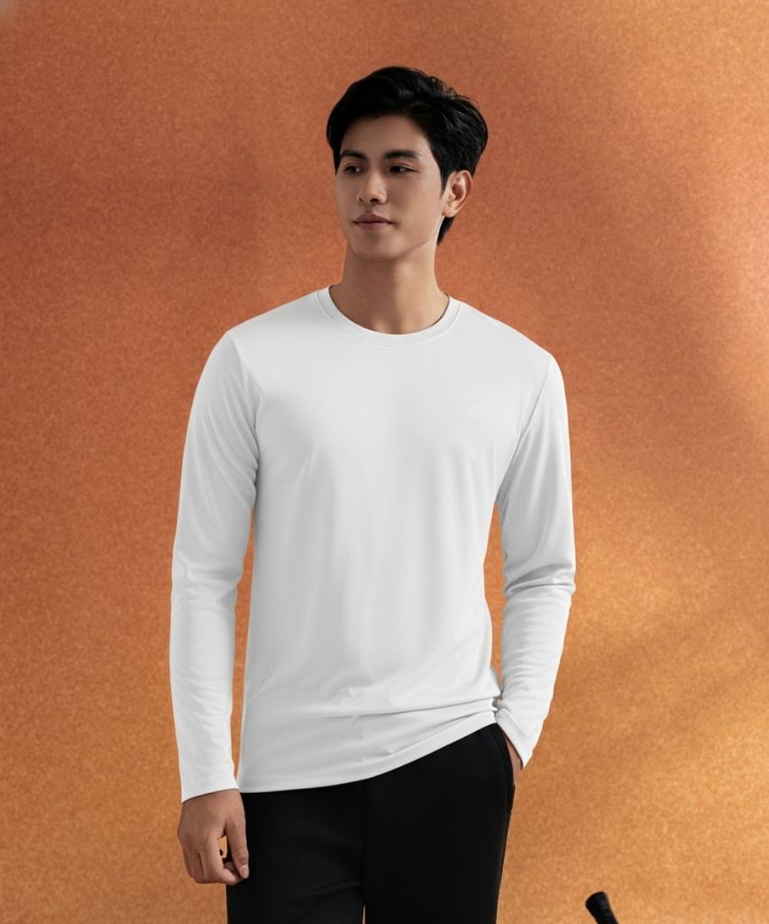  Áo Thun Giữ Nhiệt Trắng Thiết Kế Basic Bền Màu, Co Dãn 9ATOT500TRK 