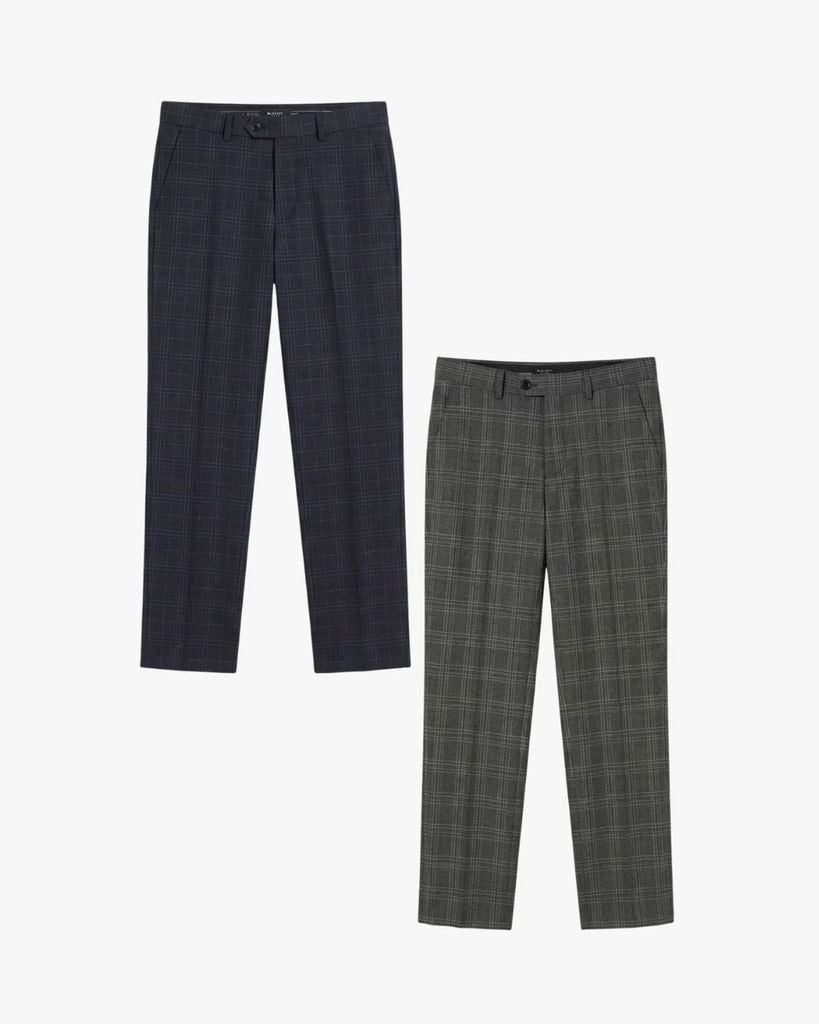  Quần Âu, Quần Vest Tím Than/Ghi Sáng Phối Caro Cao Cấp 7QAVC305TTT/306GHS 