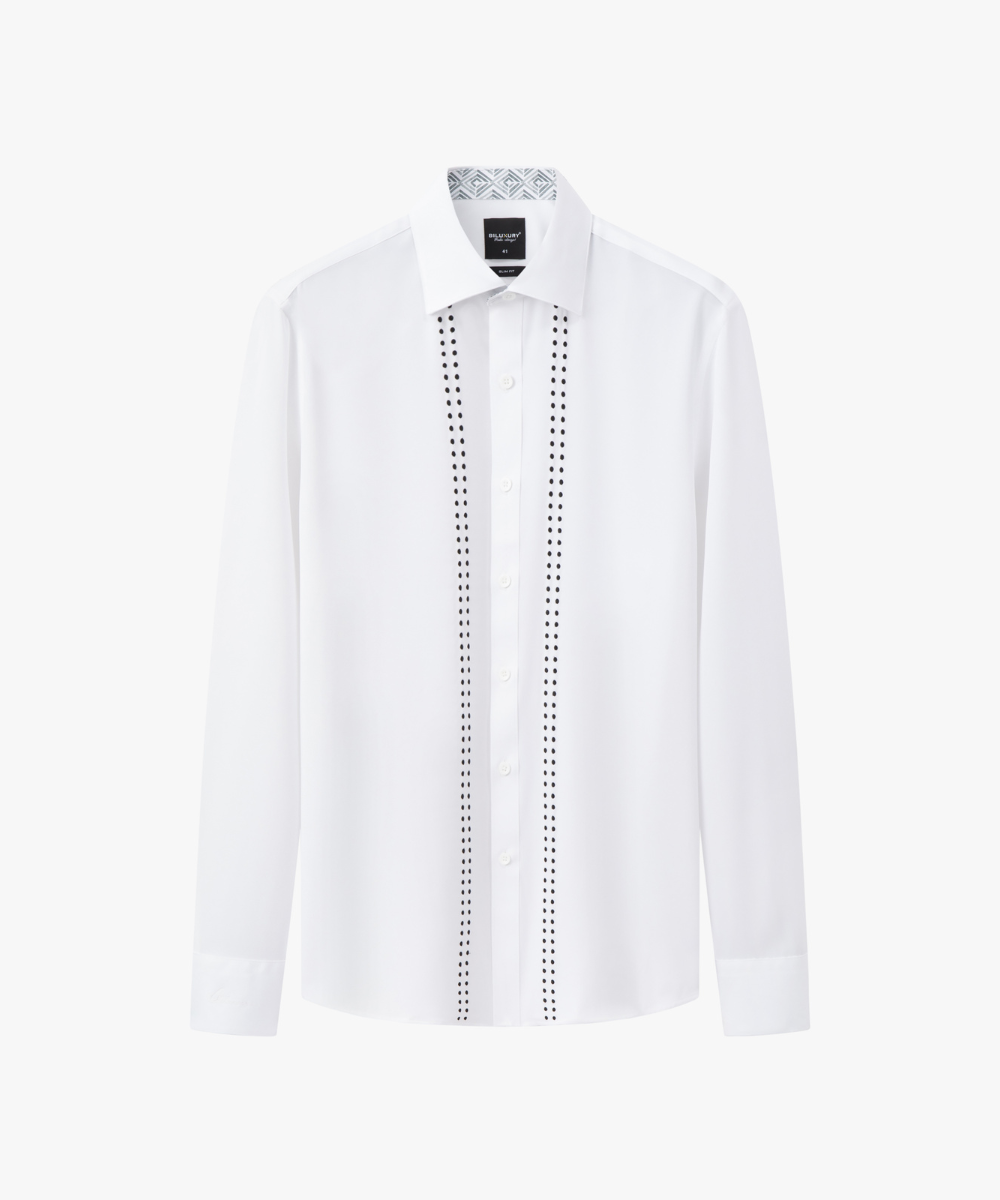  Áo Sơ Mi Trắng Hoạ Tiết, Cao Cấp, Chống Nhăn, Kháng Khuẩn 8SMDT417TRK 