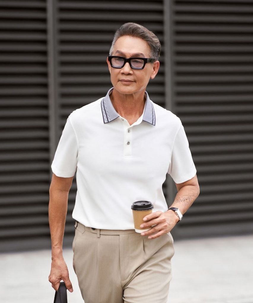  Áo Polo Trắng Phối Cổ Hoạ Tiết Cao Cấp, Chống Nhăn, Bền Màu 9APCB564TRK 