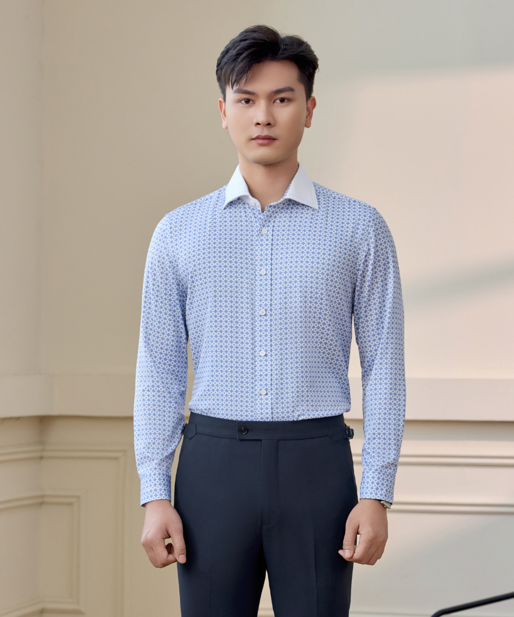  Áo Sơ Mi Xanh Dài Tay Cao Cấp, Chống Nhăn, Kháng Khuẩn 8SMDH476XAH 