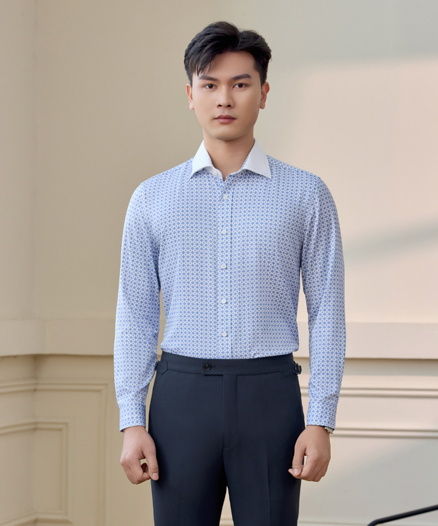  Áo Sơ Mi Xanh Dài Tay Cao Cấp, Chống Nhăn, Kháng Khuẩn 8SMDH476XAH 