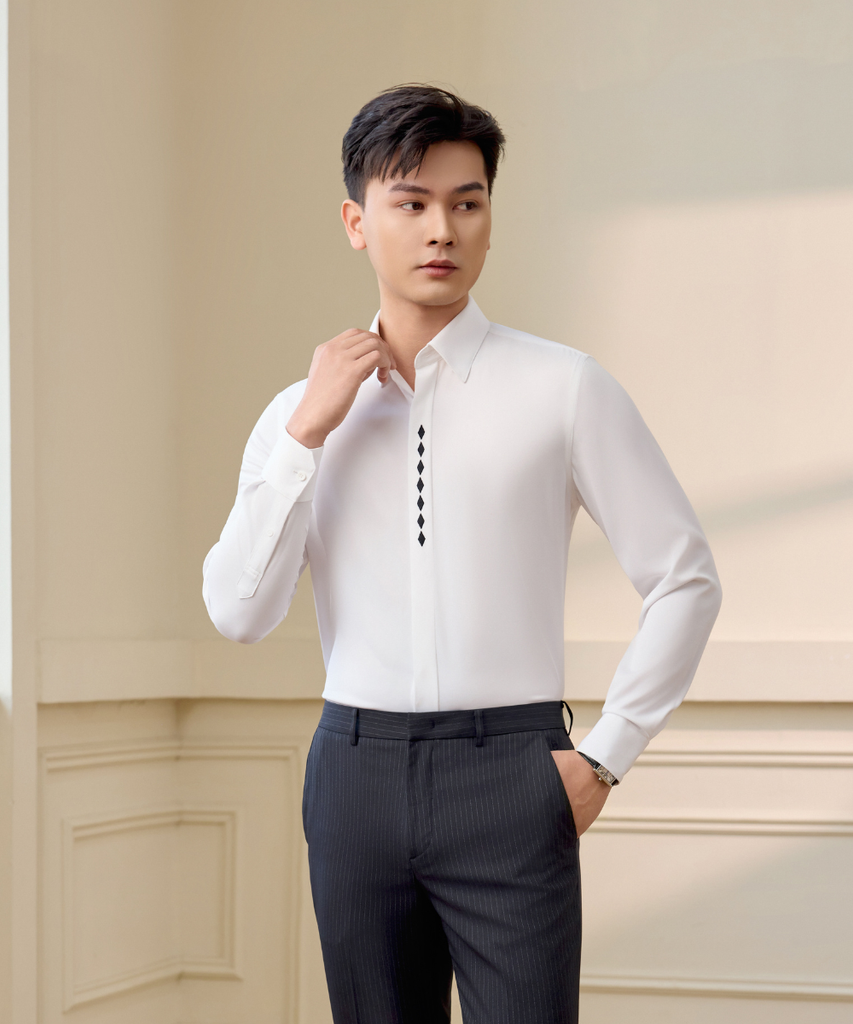  Áo Sơ Mi Trắng Dài Tay Cao Cấp, Chống Nhăn, Kháng Khuẩn 8SMDT419TRK 