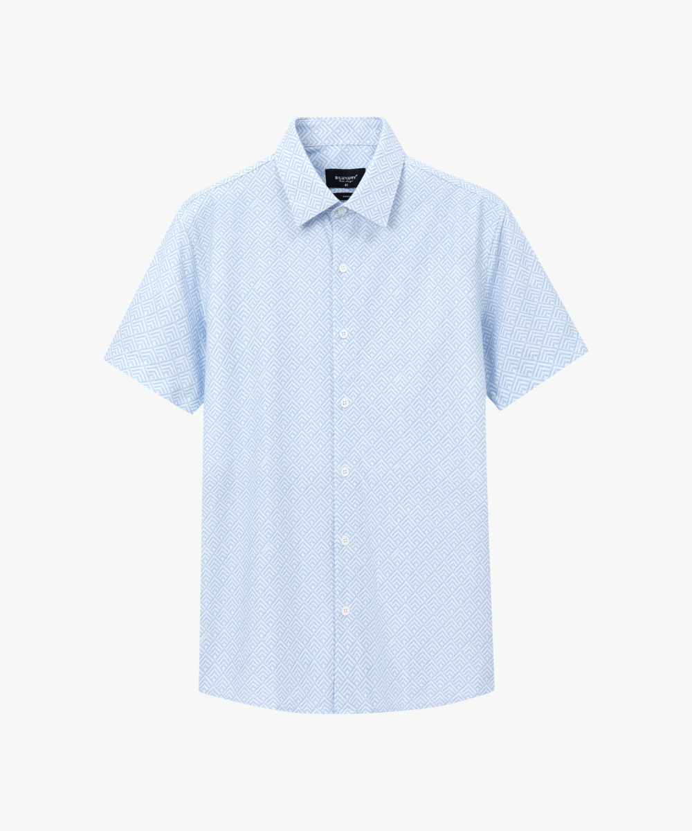  Áo Sơ Mi Cộc Tay Xanh Hoạ Tiết, Cao Cấp, Chống Nhăn 9SMCH543XAH 
